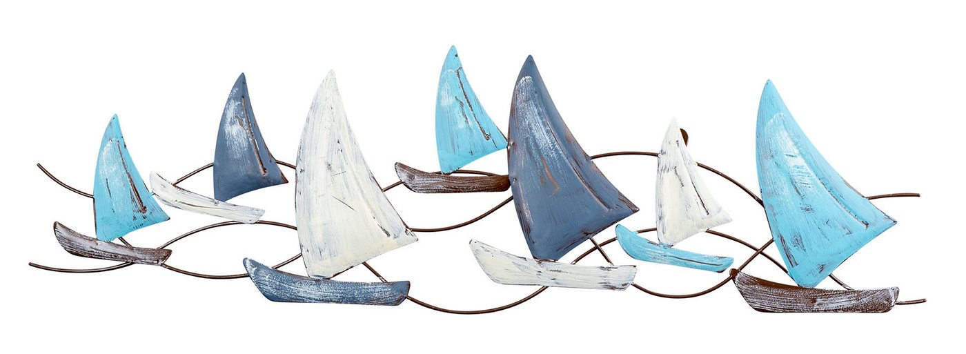 Levandeo® Wandbild, Wanddeko L74cm Segelboot Wandbild Blau Grau Weiß Maritim Wandbild von Levandeo®