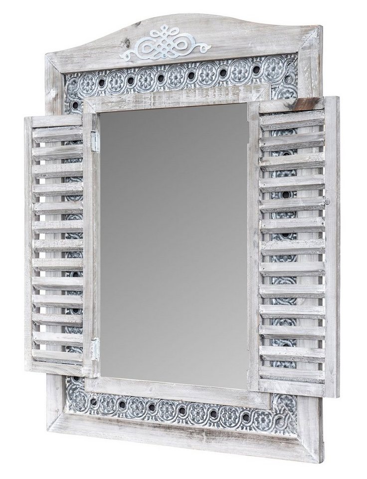 Levandeo® Wandspiegel, Wandspiegel Spiegel Fenster H73cm Holz Grau Shabby Chic Vintage von Levandeo®