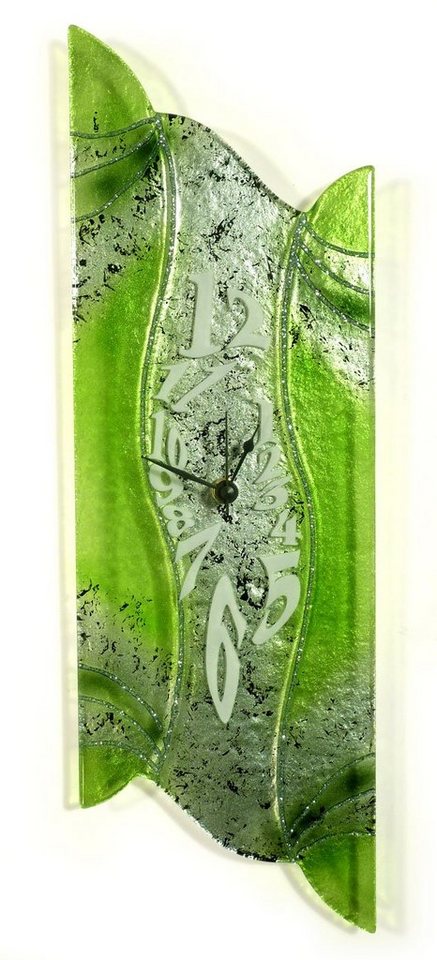 Levandeo® Wanduhr (Design Wanduhr 50x16cm Verde Epoche aus Glas Glasuhr Unikat) von Levandeo®