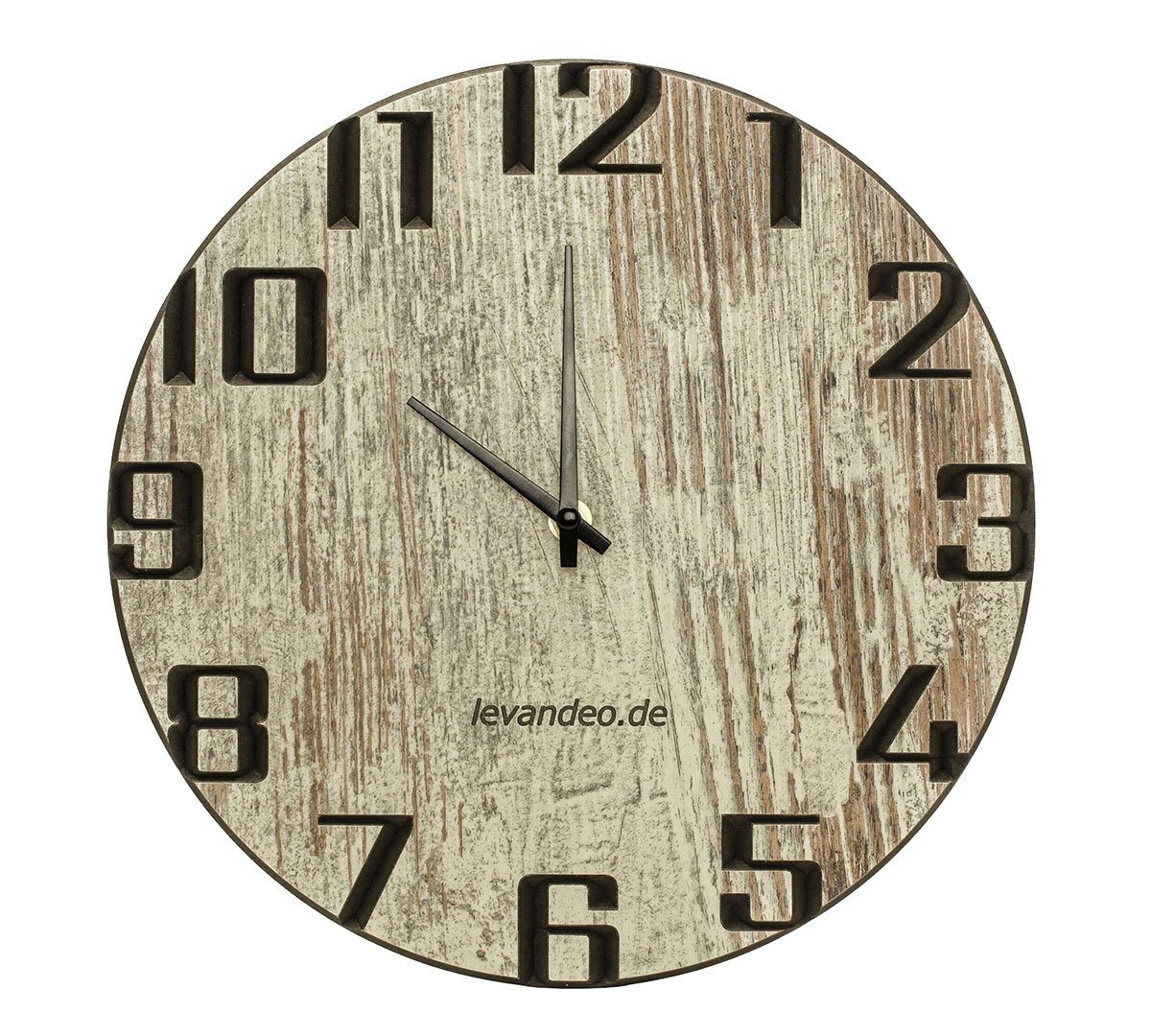 Levandeo® Wanduhr (Wand-Uhr Holz 30cm Shabby Chic Deutsche Herstellung modern) von Levandeo®