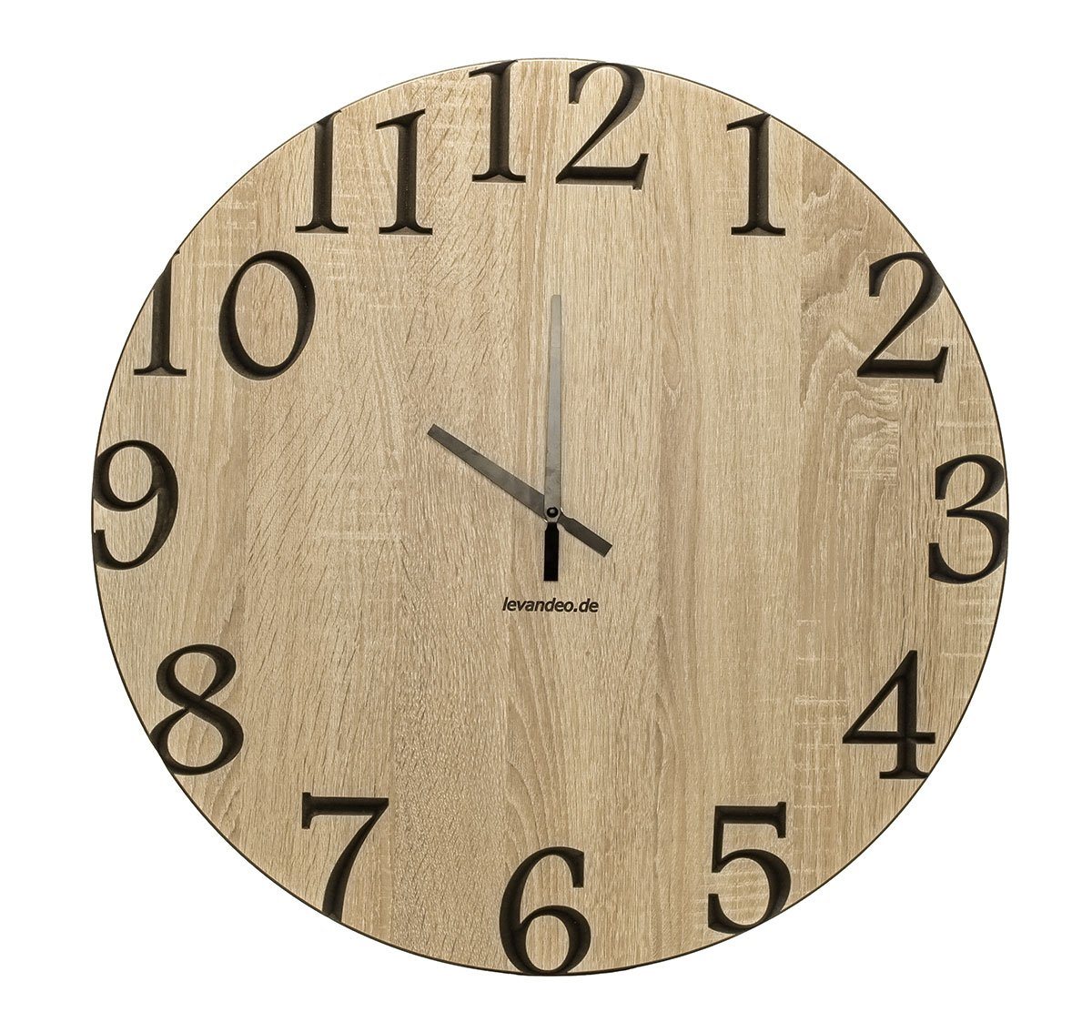 Levandeo® Wanduhr (Wand-Uhr Holz 60cm Sonoma Eiche Deutsche Herstellung klassisch) von Levandeo®