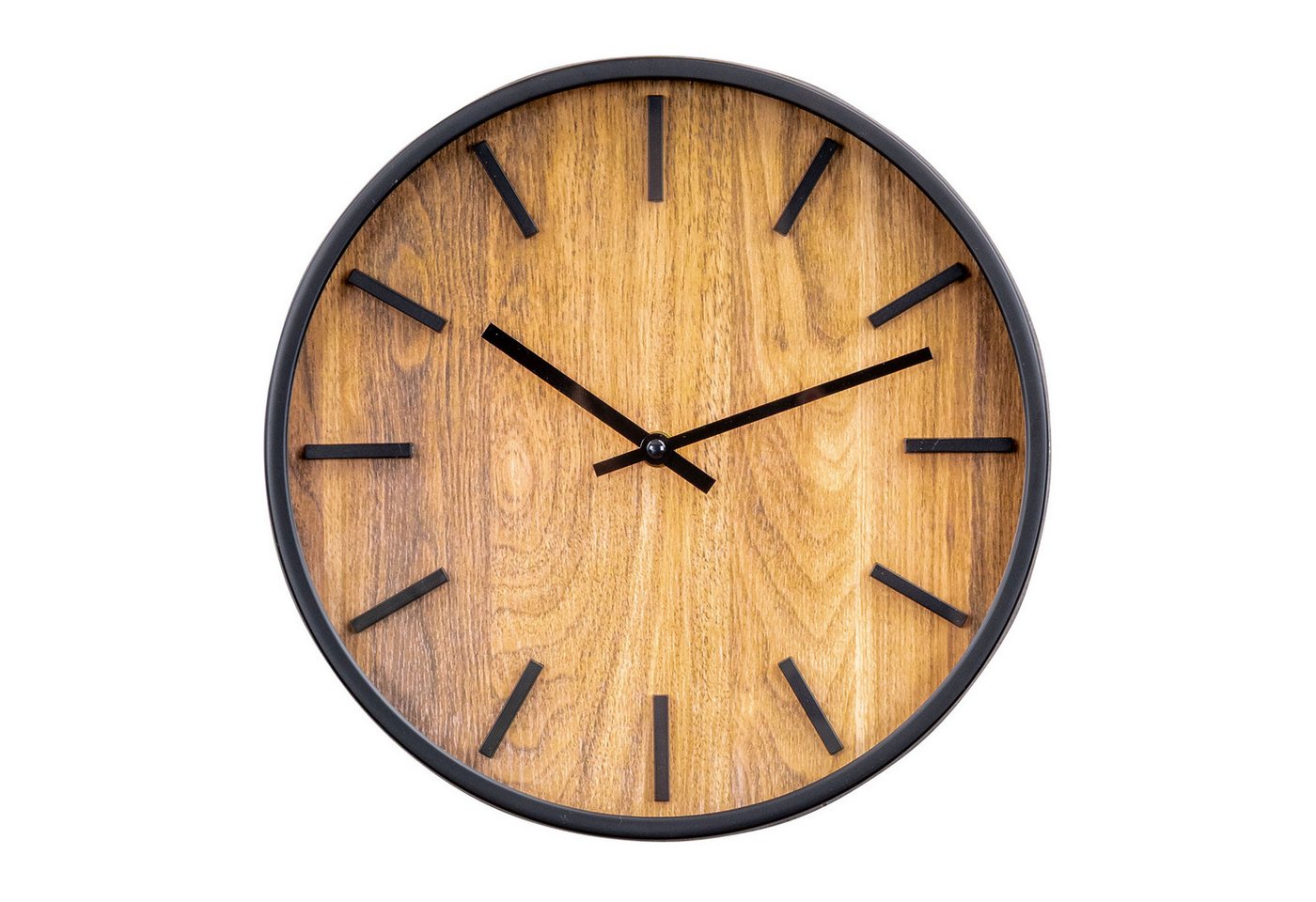 Levandeo® Wanduhr (Wanduhr ⌀29cm Holzoptik Analoge Uhr Rund Natur Schwarz Wanddeko) von Levandeo®