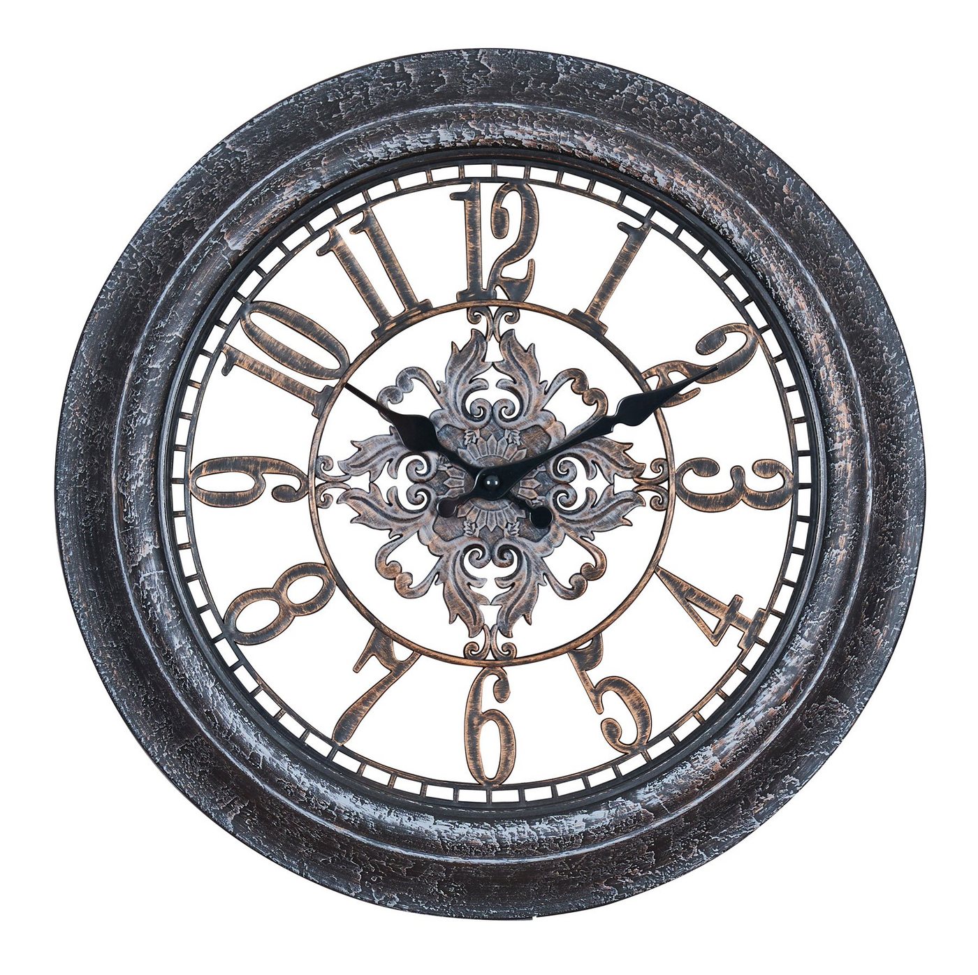 Levandeo® Wanduhr (Wanduhr 40x40cm Ornamente Schwarz Kupfer Shabby Chic Vintage Uhr Deko) von Levandeo®