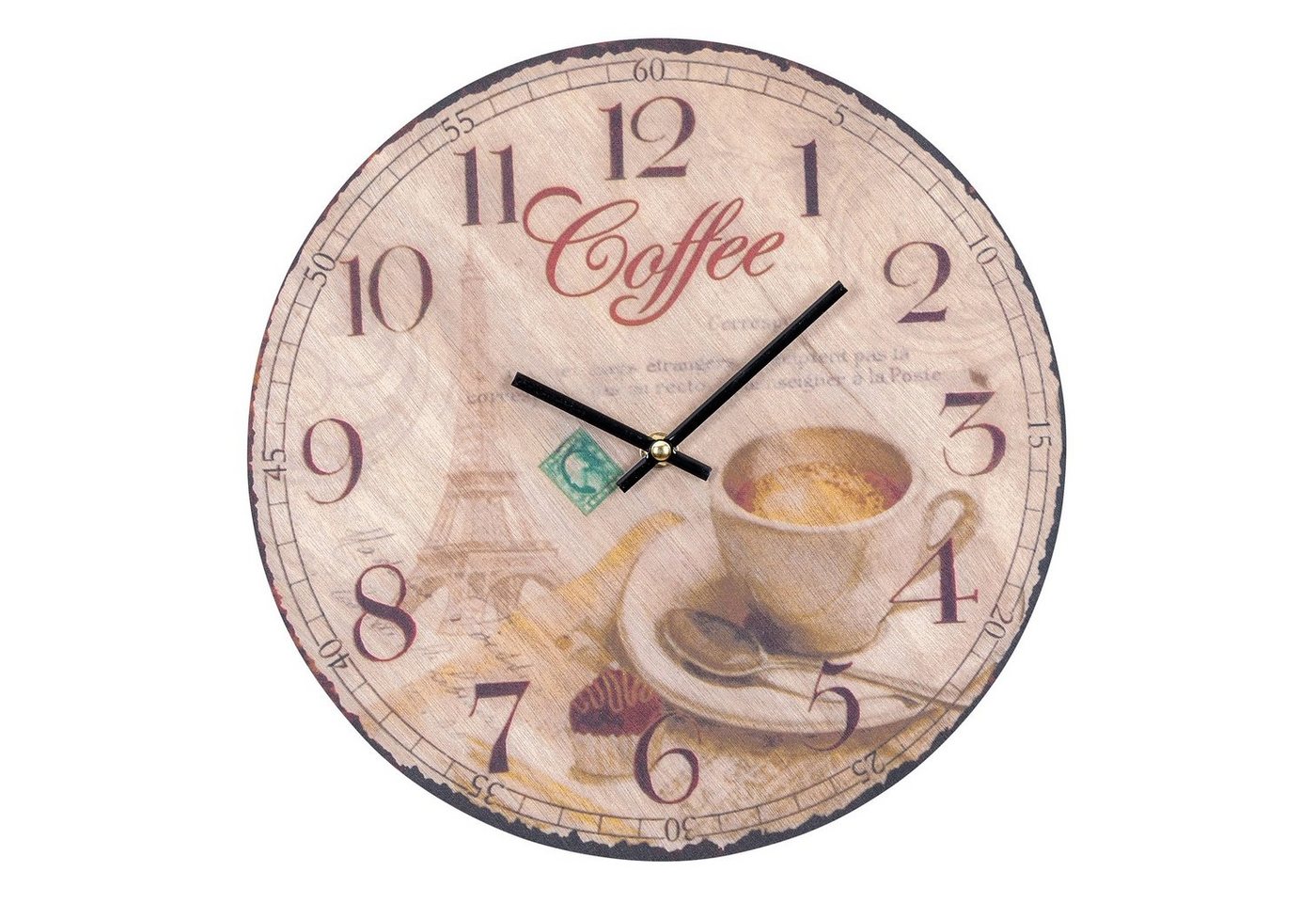 Levandeo® Wanduhr (Wanduhr Holz 30x30cm Rund Holzuhr Uhr Holzbild Coffee Kaffee) von Levandeo®