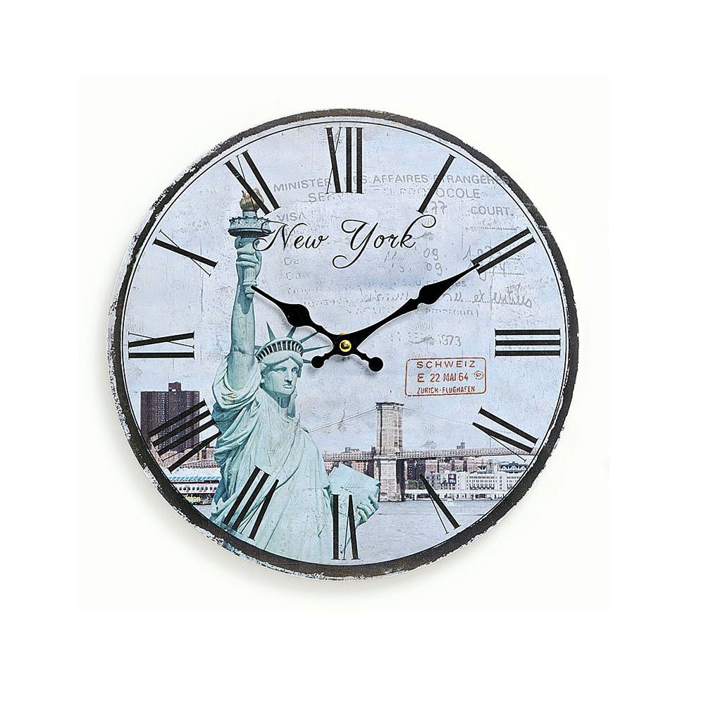 Levandeo® Wanduhr (Wanduhr Holz Amerika USA New York Freiheitsstatue Uhr römische) von Levandeo®