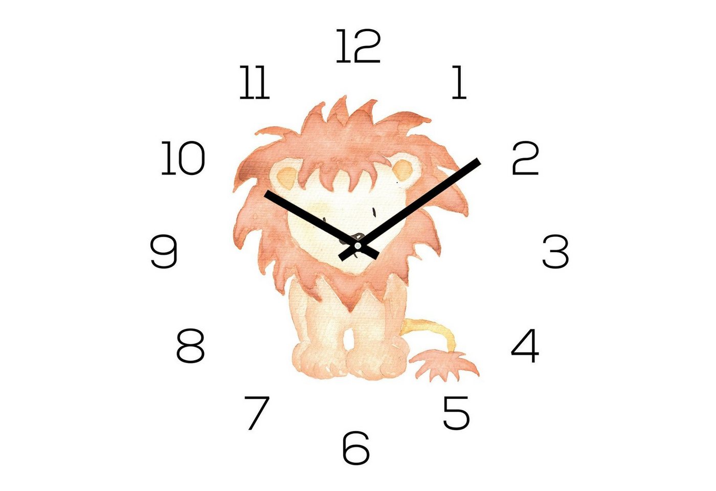 Levandeo® Wanduhr (Wanduhr Zootiere 30x30cm Glas Kinder Uhr Glasbild Tiermotiv Löwe) von Levandeo®