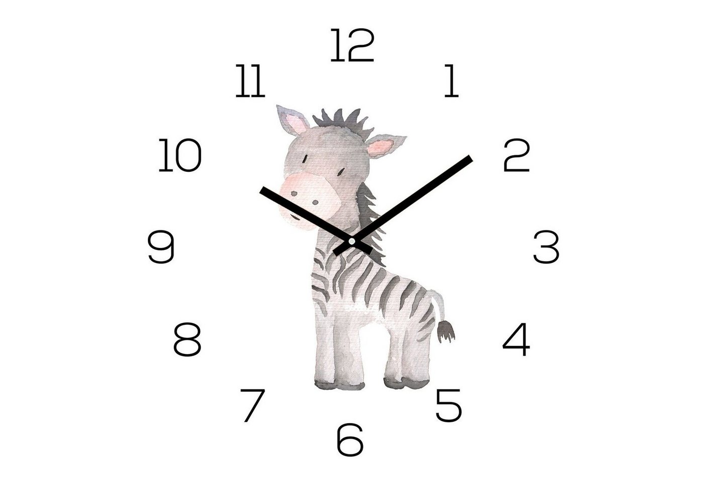 Levandeo® Wanduhr (Wanduhr Zootiere 30x30cm Zebra Glas Kinder Uhr Glasbild Tiermotiv) von Levandeo®