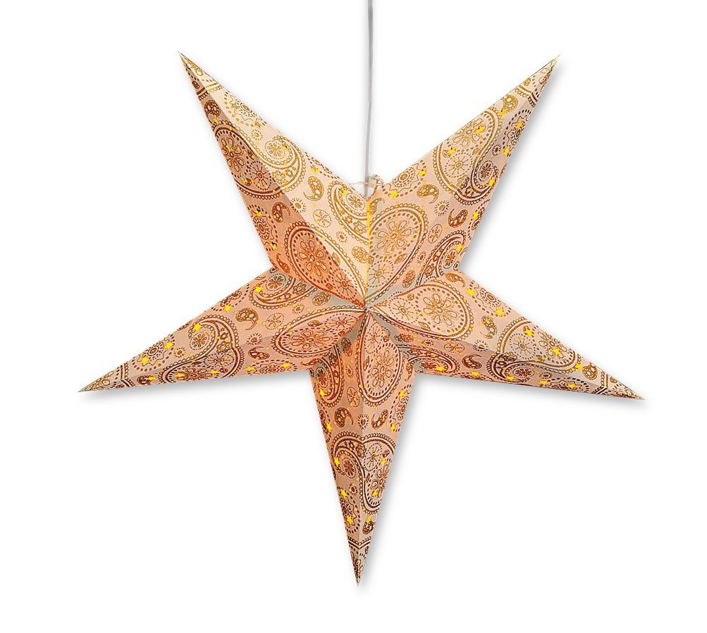 Levandeo® Papiersterne, Leuchtstern 5 Zacken creme gold 60cm Papiertstern inkl von Levandeo
