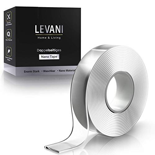 Levani® Nano Magic Tape - Doppelseitiges Klebeband aus waschbarem Nanomaterial - Extra Starkes Tape - Wiederverwendbares - Spiegelklebeband (3 Meter) von Levani