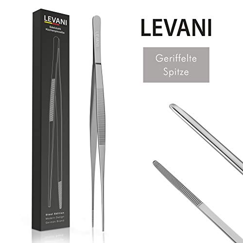 Levani® Kochpinzette 30cm - Grillpinzette - Premium Pinzette aus Hochwertigem und Rostfreiem Edelstahl - Fleischzange mit geriffelten Griffflächen - Küchenpinzette - Pinzette Lang (30 cm) von Holesto