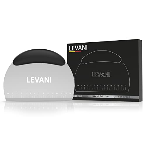 Levani® Teigschaber - Teigschneider Steel Edition - Universal Teigtrenner aus hochwertigem und rostfreiem Edelstahl - Teigkarte mit optimierter Grifffläche - Edelstahl Teigspachtel - Spülmaschinenfest von Levani