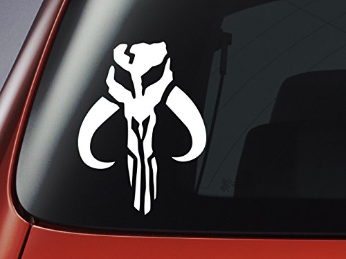 Star Wars Vinyl Aufkleber – weißer Mandalorianer Logo – Boba Fett – Auto, Fenster, Wand, Laptop Aufkleber von Level 33