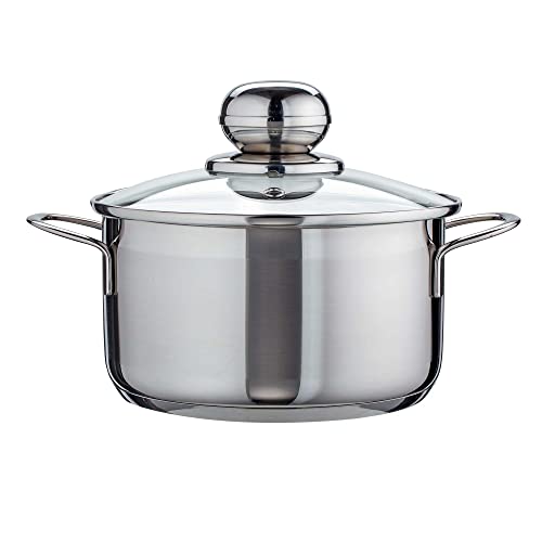 Level One Topf Edelstahl 20 cm Kochtopf Induktion 3,6 L Fleischtopf & Bratentopf mit Glasdeckel für den Backofen, rostfreier Edelstahl, für alle Herdarten geeignet von Level One