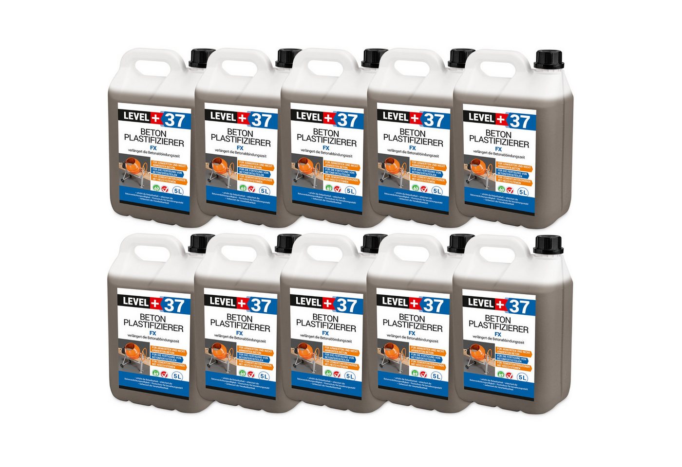Level+ Beton LEVEL+ Betonverflüssiger Beton-Zusatzmittel Plastifizierer L+37 - 50L 60 Level+ Beton LEVEL+ Betonverflüssiger Beton-Zusatzmittel Plastifizierer L+37 - 50L 60 von Level+
