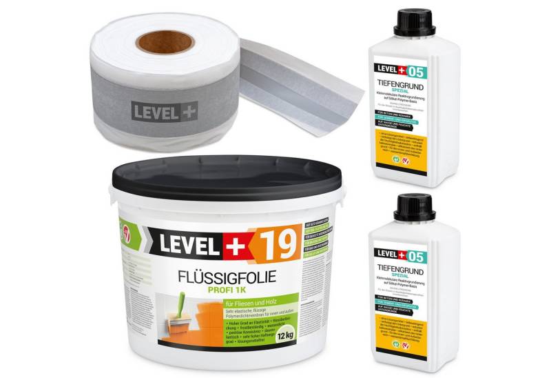 Level+ Dichtstoff Dichtset Duschabdichtung Dichtband Flüssigfolie 12kg SET525 von Level+