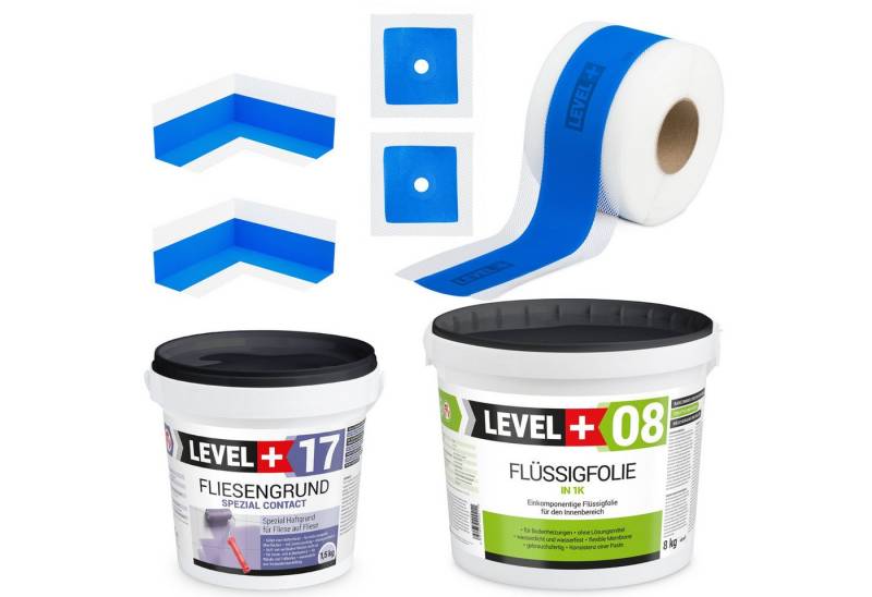 Level+ Dichtstoff Dichtset Duschabdichtung Dichtband Flüssigfolie 8kg SET335 von Level+