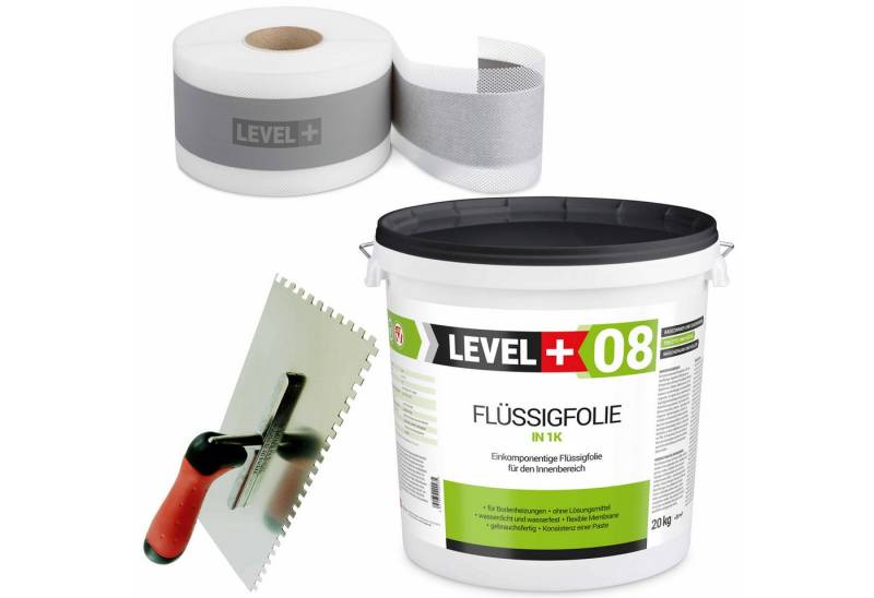 Level+ Dichtstoff Dichtset für Duschabdichtung Bad Dichtband Flüssigfolie 20kg SET49 von Level+