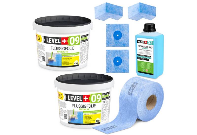 Level+ Dichtstoff Dichtset für Duschabdichtung Dichtband Flüssigfolie 8kg SET63 von Level+