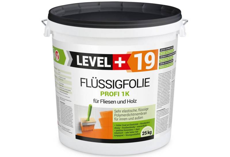 Level+ Dichtstoff Flüssigfolie Dichtfolie Abdichtung Fliesen Holz L+19 - 25KG von Level+