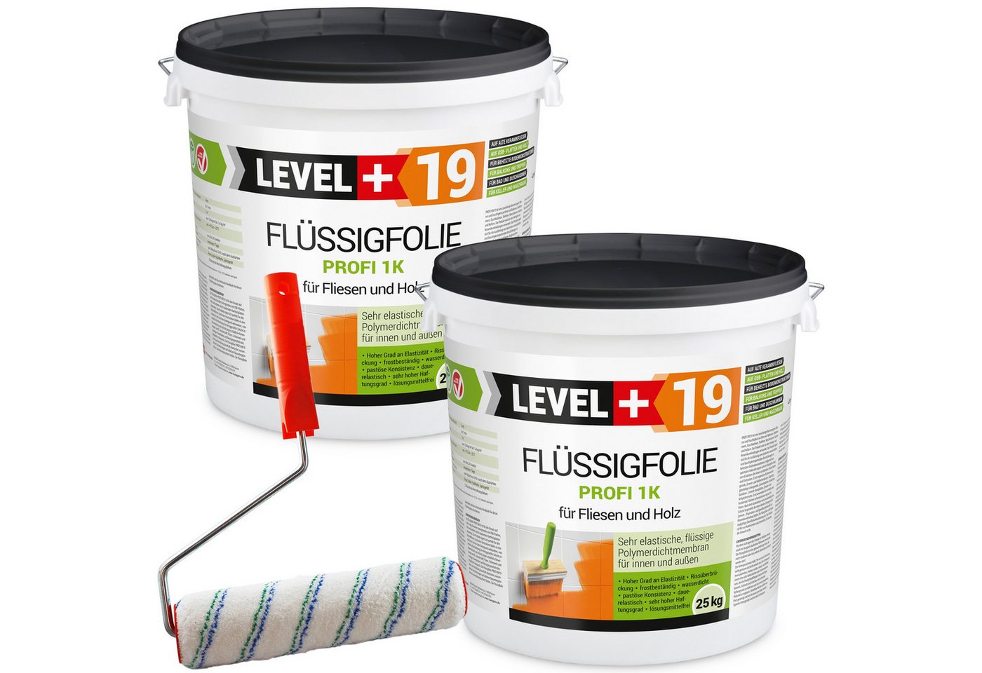Level+ Dichtstoff Flüssigfolie Dichtfolie Abdichtung Fliesen L+19 - 50KG + Farbroller Level+ Dichtstoff Flüssigfolie Dichtfolie Abdichtung Fliesen L+19 - 50KG + Farbroller von Level+