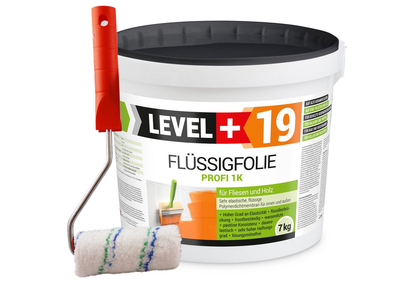 Level+ Dichtstoff Flüssigfolie Dichtfolie Abdichtung Fliesen L+19 - 7KG + Farbroller Level+ Dichtstoff Flüssigfolie Dichtfolie Abdichtung Fliesen L+19 - 7KG + Farbroller von Level+