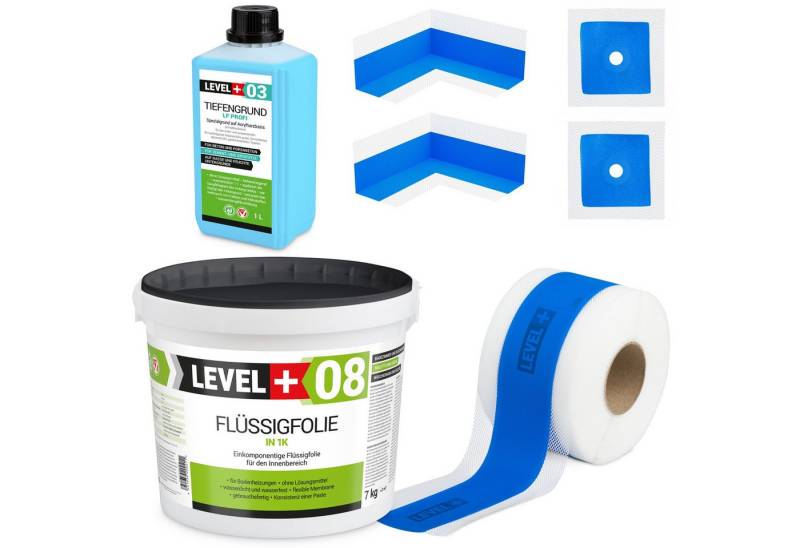 Level+ Dichtstoff Dichtset Duschabdichtung Bad Dichtband Flüssigfolie 7kg SET302 von Level+