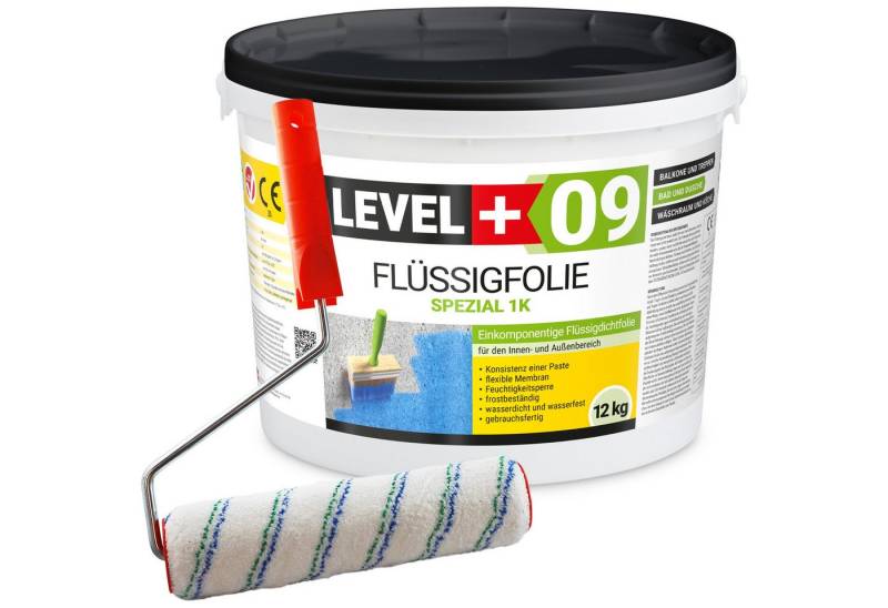 Level+ Dichtstoff LEVEL+ Flüssigfolie Abdichtung Dichtfolie L+09 12KG + Farbroller von Level+