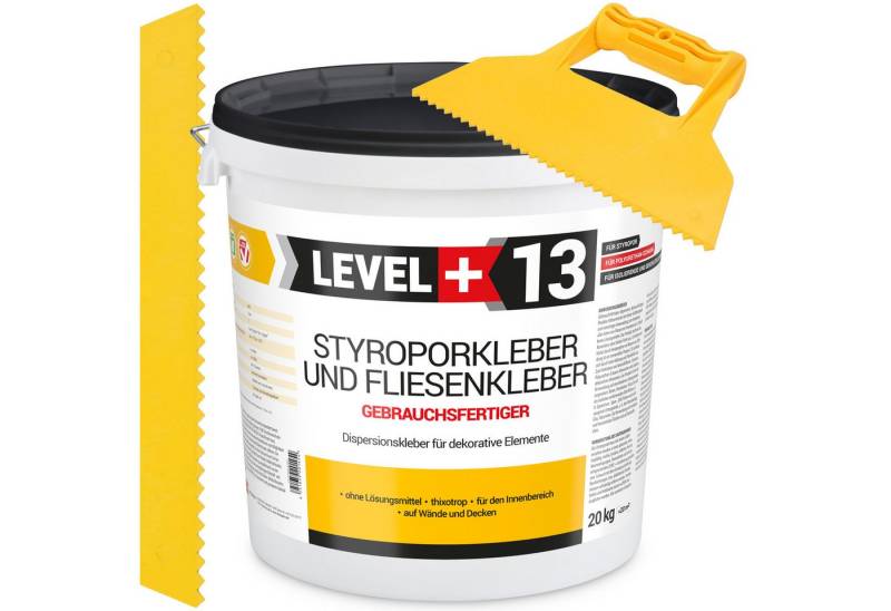 Level+ Dispersionskleber Styroporkleber Dispersionkleber Deckenplatten L+13 - 20KG + Spachtel von Level+