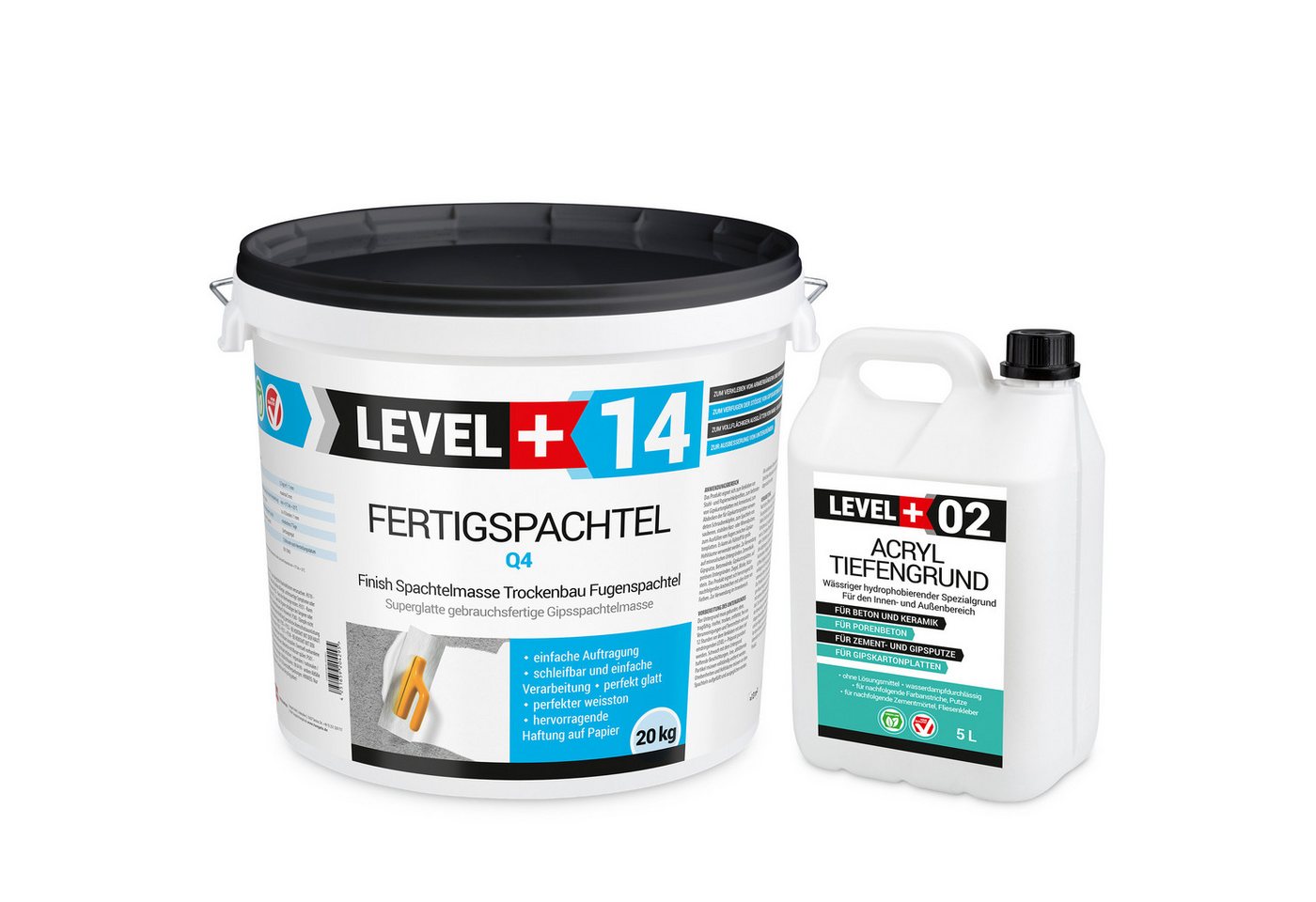 Level+ Fertigspachtel Fertigspachtel 20kg Spachtelmasse und Acryl Tiefengrund SET600 Level+ Fertigspachtel Fertigspachtel 20kg Spachtelmasse und Acryl Tiefengrund SET600 von Level+
