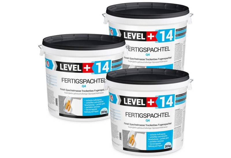 Level+ Fertigspachtel Fertigspachtel Spachtelmasse Glättmasse Super-Finish L+14 - 60KG von Level+