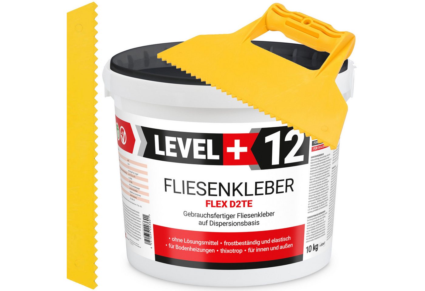 Level+ Fliesenkleber Fliesenkleber Fertig Dispersionkleber L+12 - 10KG + Spachtel, 11 kg Level+ Fliesenkleber Fliesenkleber Fertig Dispersionkleber L+12 - 10KG + Spachtel, 11 kg von Level+