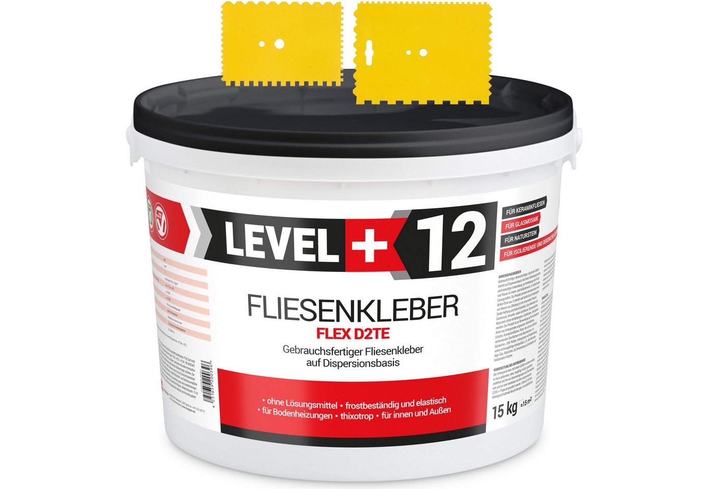 Level+ Fliesenkleber Fliesenkleber Fertig Dispersionkleber L+12 - 15KG + 2St. Zahnspachtel, 16 kg Level+ Fliesenkleber Fliesenkleber Fertig Dispersionkleber L+12 - 15KG + 2St. Zahnspachtel, 16 kg von Level+