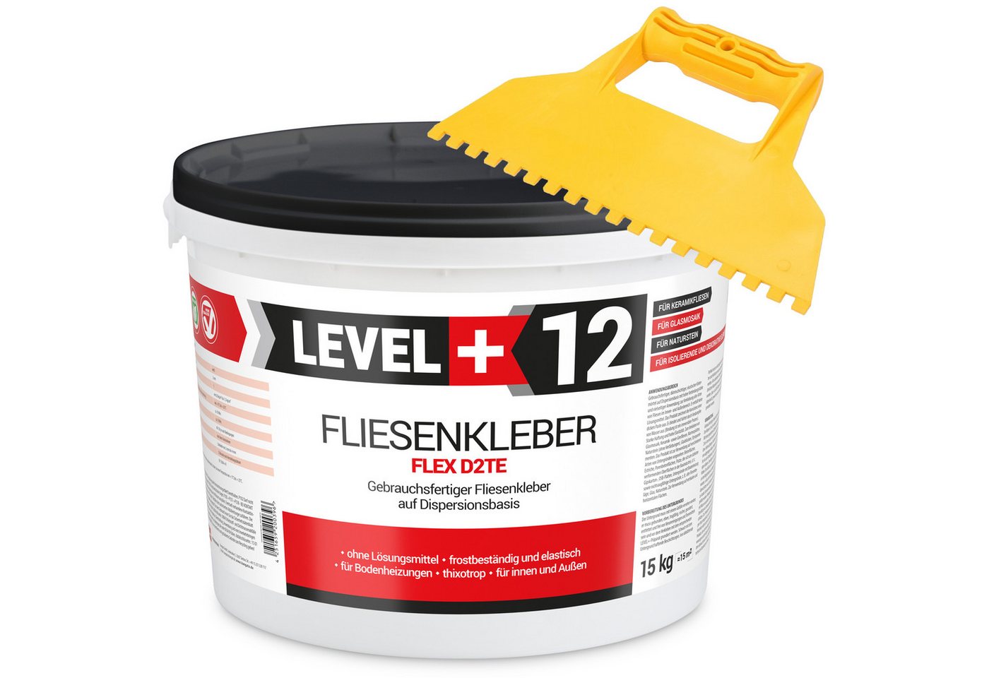 Level+ Fliesenkleber Fliesenkleber Fertig Dispersionkleber L+12 - 15KG + Zahnspachtel, 16 kg Level+ Fliesenkleber Fliesenkleber Fertig Dispersionkleber L+12 - 15KG + Zahnspachtel, 16 kg von Level+