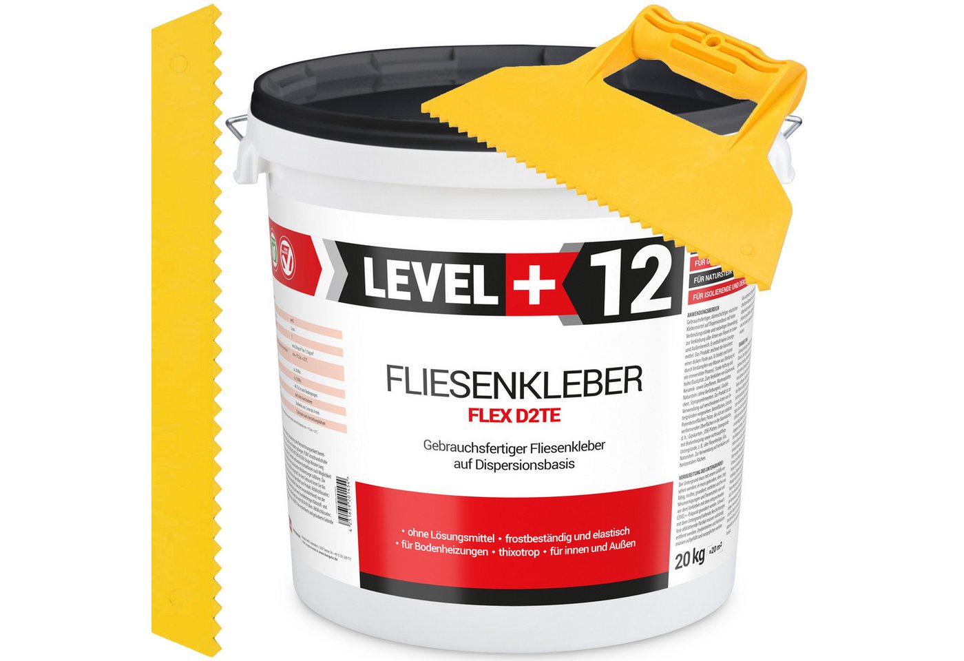 Level+ Fliesenkleber Fliesenkleber Fertig Dispersionkleber L+12 - 20KG + Spachtel, 22 kg Level+ Fliesenkleber Fliesenkleber Fertig Dispersionkleber L+12 - 20KG + Spachtel, 22 kg von Level+