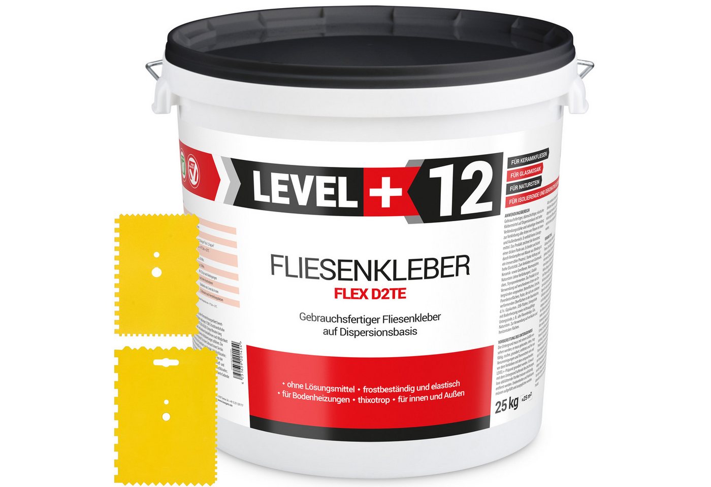Level+ Fliesenkleber Fliesenkleber Fertig Dispersionkleber L+12 - 25KG + 2St. Zahnspachtel, 27 kg Level+ Fliesenkleber Fliesenkleber Fertig Dispersionkleber L+12 - 25KG + 2St. Zahnspachtel, 27 kg von Level+