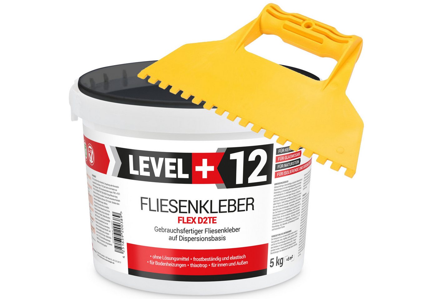 Level+ Fliesenkleber Fliesenkleber Fertig Dispersionkleber L+12 - 5KG + Zahnspachtel, 5.5 kg Level+ Fliesenkleber Fliesenkleber Fertig Dispersionkleber L+12 - 5KG + Zahnspachtel, 5.5 kg von Level+