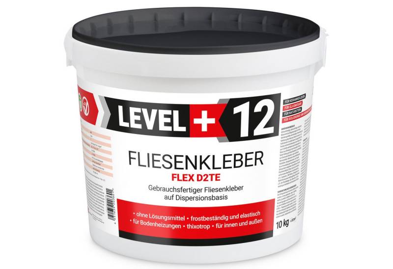 Level+ Fliesenkleber LEVEL+ Fliesenkleber Fertig Dispersionkleber Flexmörtel L+12 - 10KG, 11 kg von Level+