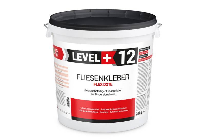 Level+ Fliesenkleber LEVEL+ Fliesenkleber Fertig Dispersionkleber Flexmörtel L+12 - 20KG, 22 kg von Level+