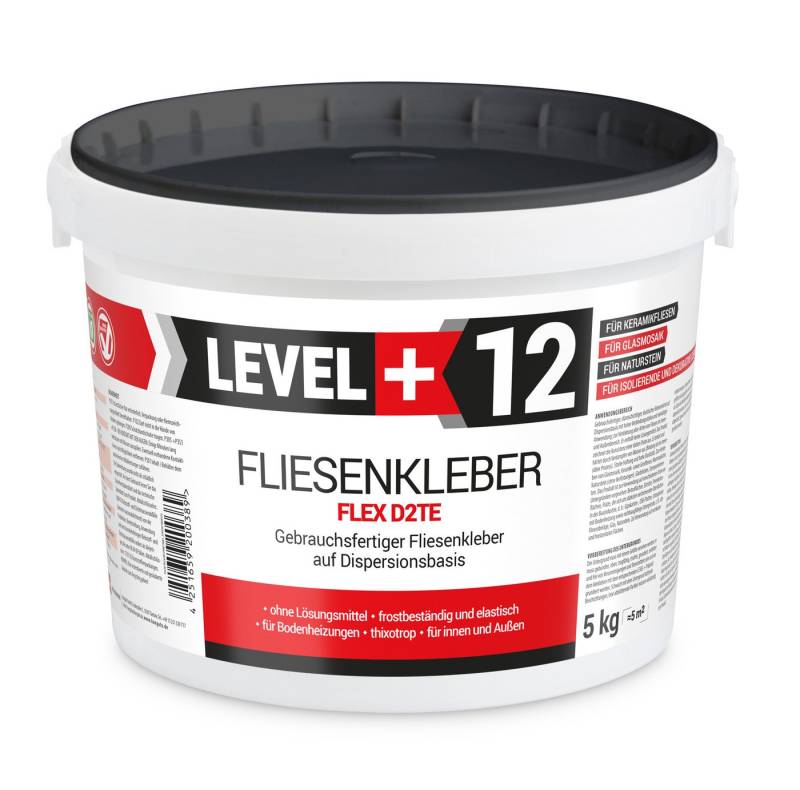 Level+ Fliesenkleber LEVEL+ Fliesenkleber Fertig Dispersionkleber Flexmörtel L+12 - 5KG, 5.5 kg von Level+