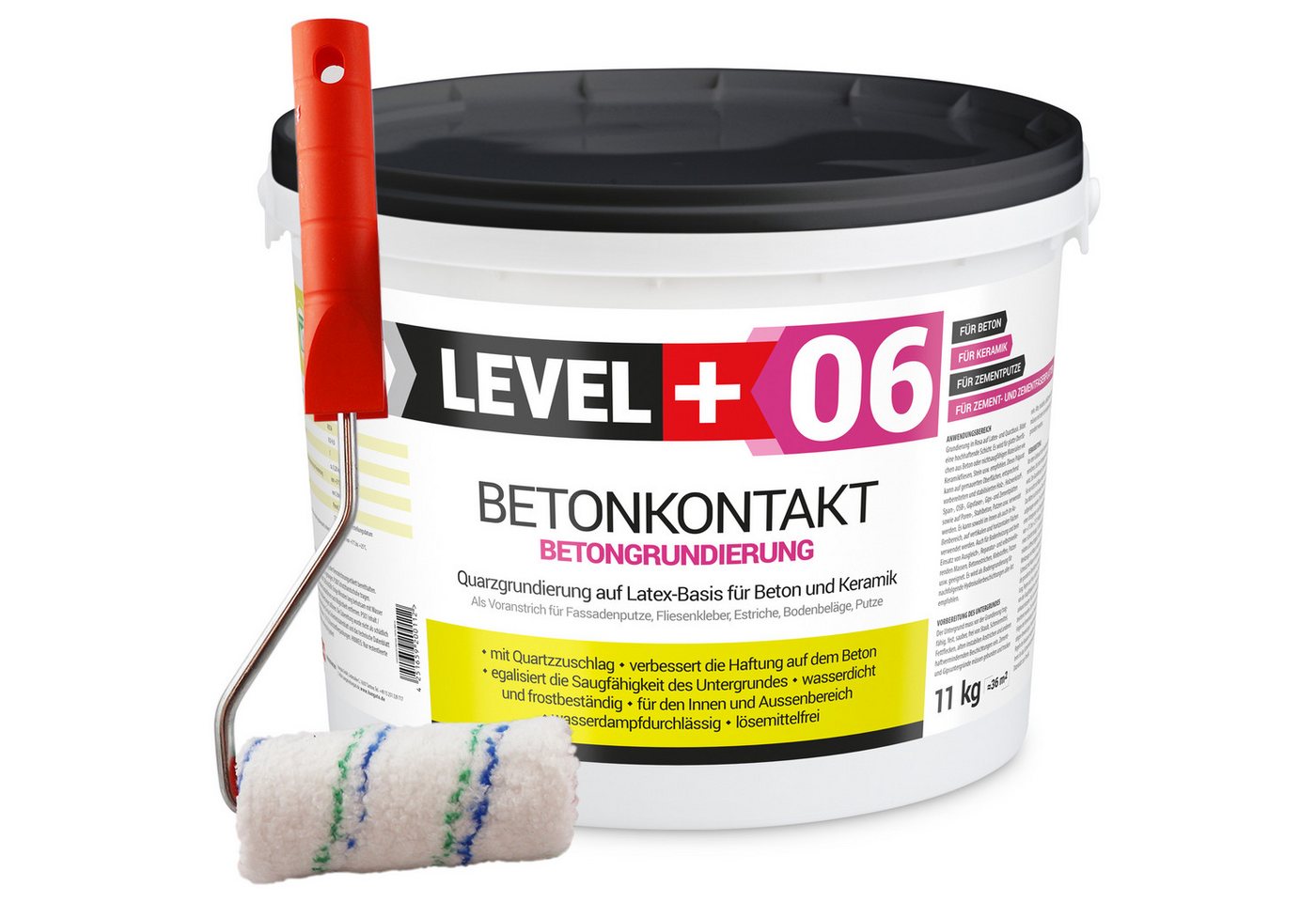 Level+ Haftgrund Betonkontakt Haftbrücke Putzgrund 11Kg Holz OSB + Farbroller 10cm L+06 Level+ Haftgrund Betonkontakt Haftbrücke Putzgrund 11Kg Holz OSB + Farbroller 10cm L+06 von Level+