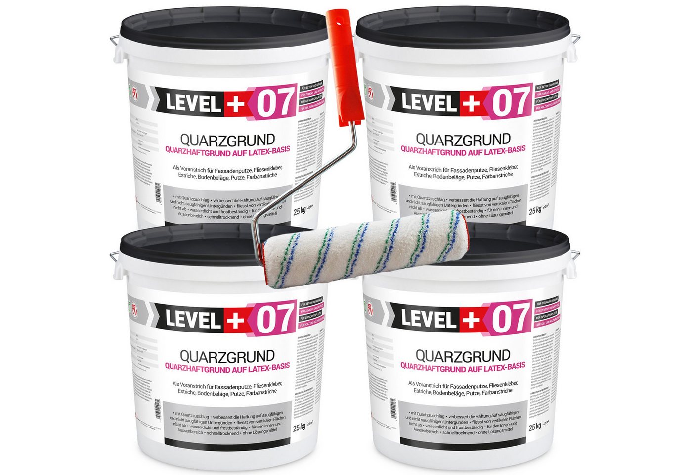 Level+ Haftgrund Quarzgrund Grundierung Putzhaftgrund Holz OSB 100KG + Farbroller L+07 Level+ Haftgrund Quarzgrund Grundierung Putzhaftgrund Holz OSB 100KG + Farbroller L+07 von Level+