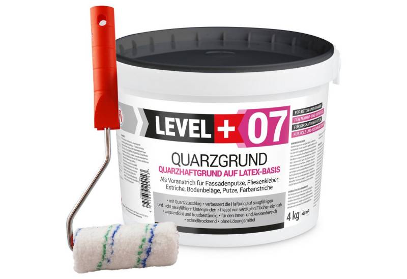 Level+ Haftgrund Quarzgrund Grundierung Putzhaftgrund Holz OSB 4KG + Farbroller L+07 von Level+