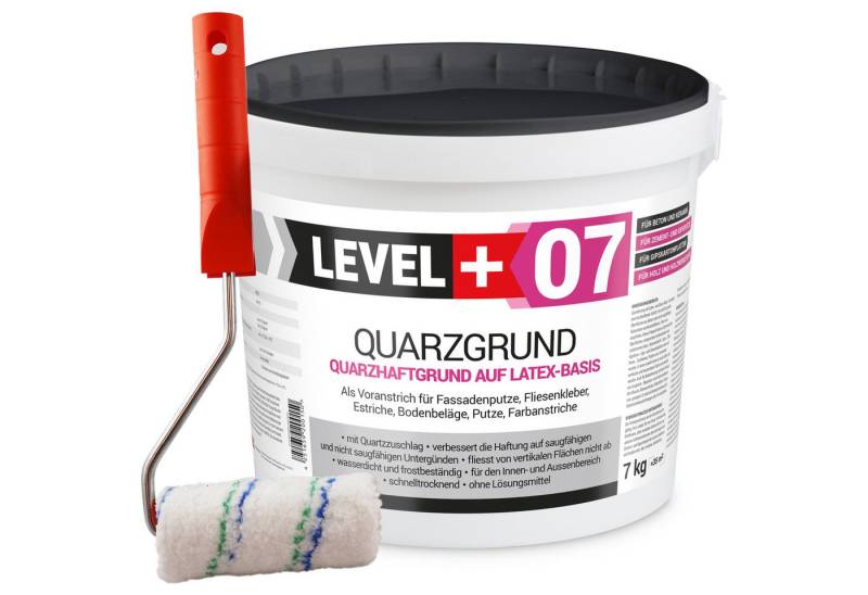 Level+ Haftgrund Quarzgrund Grundierung Putzhaftgrund Holz OSB 7KG + Farbroller L+07 von Level+