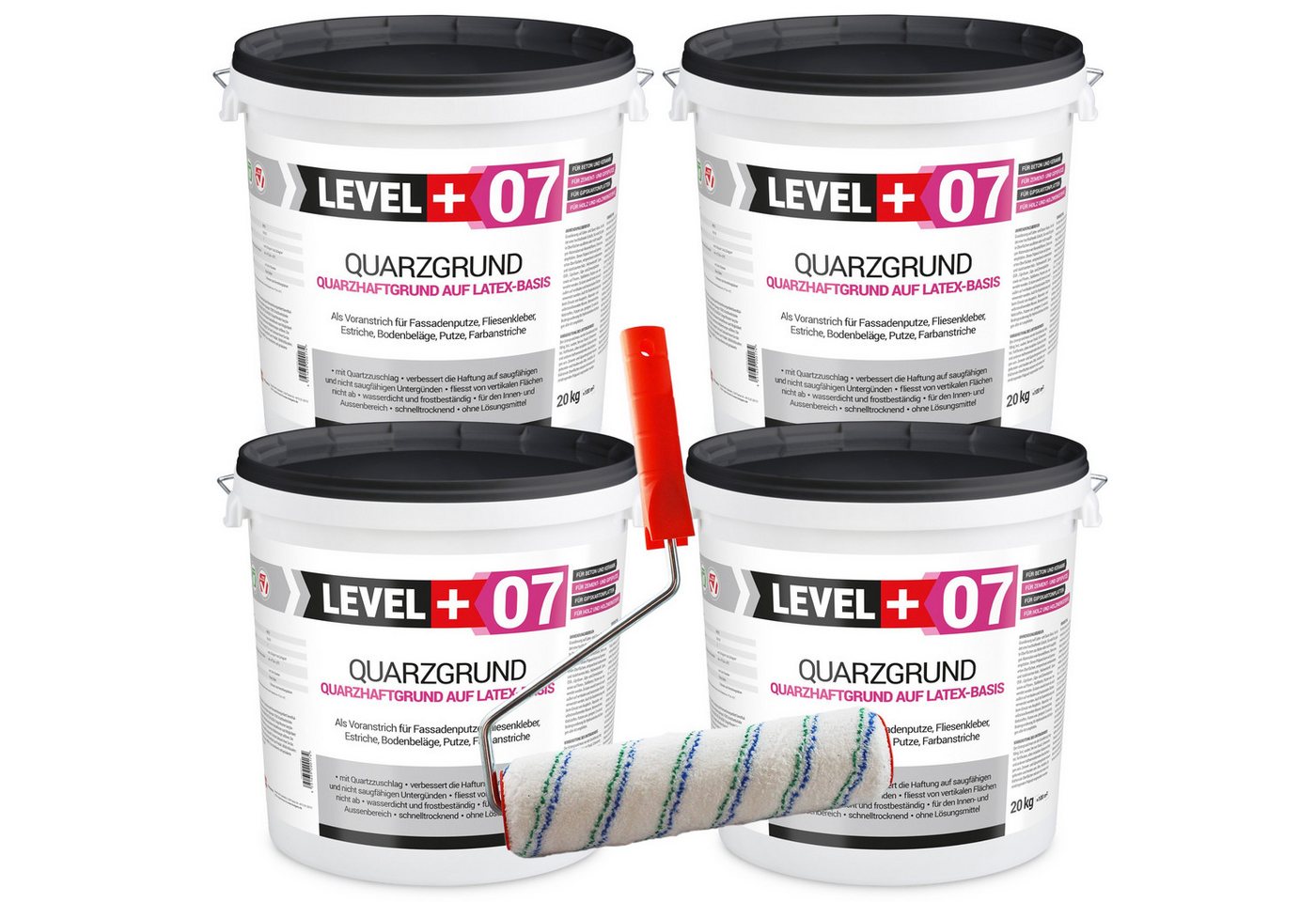 Level+ Haftgrund Quarzgrund Grundierung Putzhaftgrund Holz OSB 80KG + Farbroller L+07 Level+ Haftgrund Quarzgrund Grundierung Putzhaftgrund Holz OSB 80KG + Farbroller L+07 von Level+