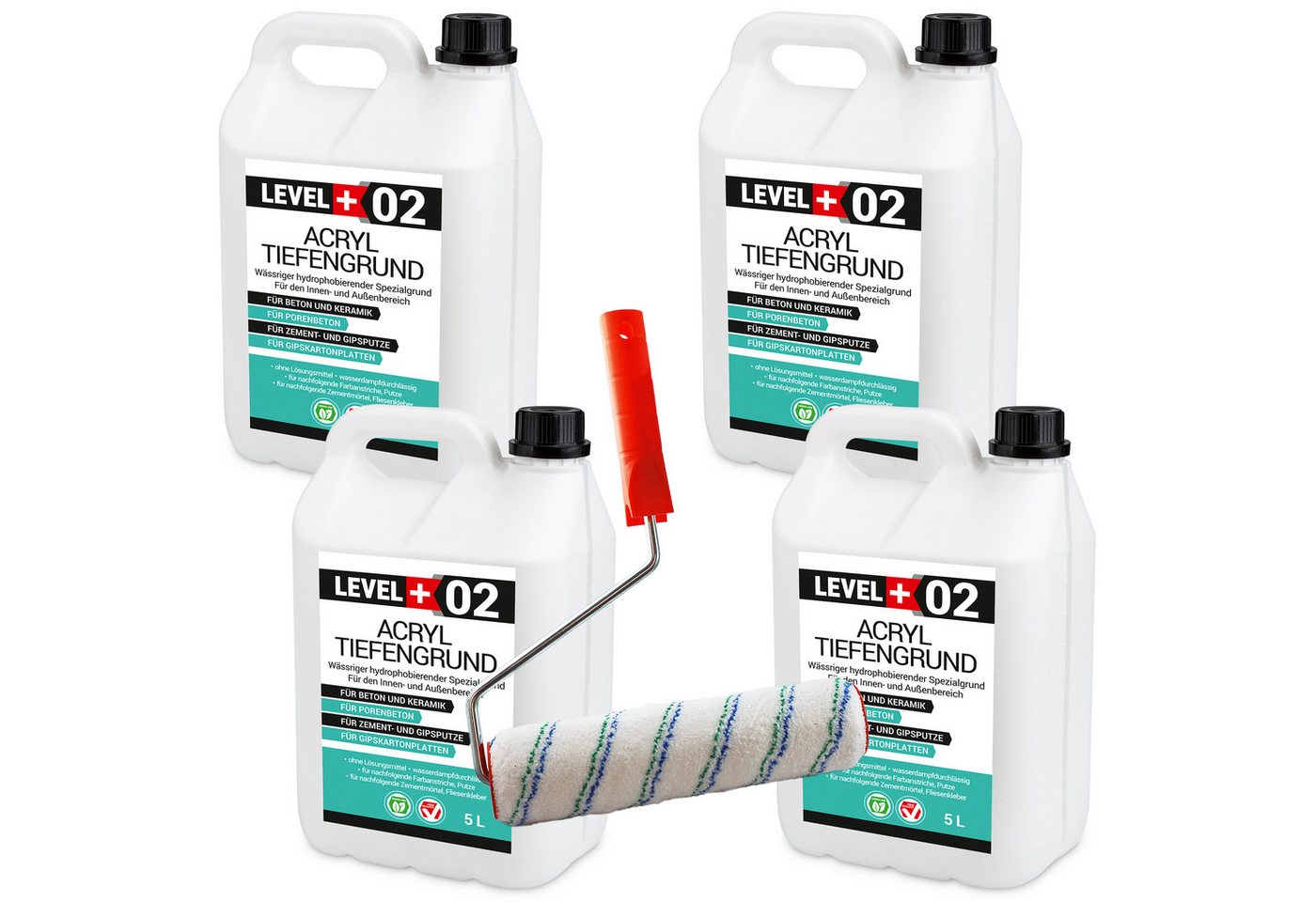 Level+ Tiefengrund Acryl Tiefengrund Grundierung 20L L+02 + Farbroller Level+ Tiefengrund Acryl Tiefengrund Grundierung 20L L+02 + Farbroller von Level+