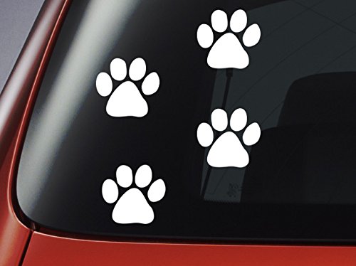 Level Aufkleber, Sticker für Auto, Fenster, Wände, Läptops, aus Vinyl, Hundepfoten-Design, Weiß von Level