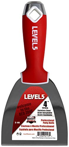 10,2 cm Soft-Grip-Edelstahl-Trockenbau-Fugenmesser – LEVEL5 | Pro-Grade | Komfortables Finishing-Handwerkzeug | Metallhammerende | Sheetrock Gyprock Gipskarton-Schlamm | 5-140 von Level5