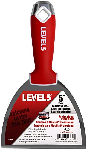LEVEL5 5" Soft-Grip Edelstahl Drywall Joint Knife - Pro-Grade | Comfortable Finishing Hand Tool | Metal Hammer End | Sheetrock Gyprock Plasterboard Mud von Level5