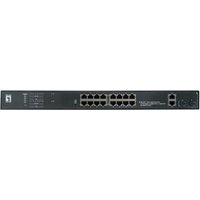 LevelOne Switch 20 Gigabit Ethernet-Ports mit 16 PoE-Ports 270W, 2 Gigabit-Ports, 2 Gigabit SFP (GEP-2021) von LevelOne