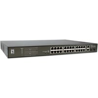 LevelOne Switch 28 Fast Ethernet-Ports mit 24 PoE-Ports 270W 2 Gigabit-Ports, 2 Gigabit SFP (FGP-2831) von LevelOne